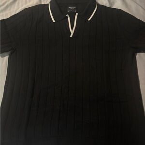 Abercrombie & Fitch Black Polo Shirt with Ribbed Collar